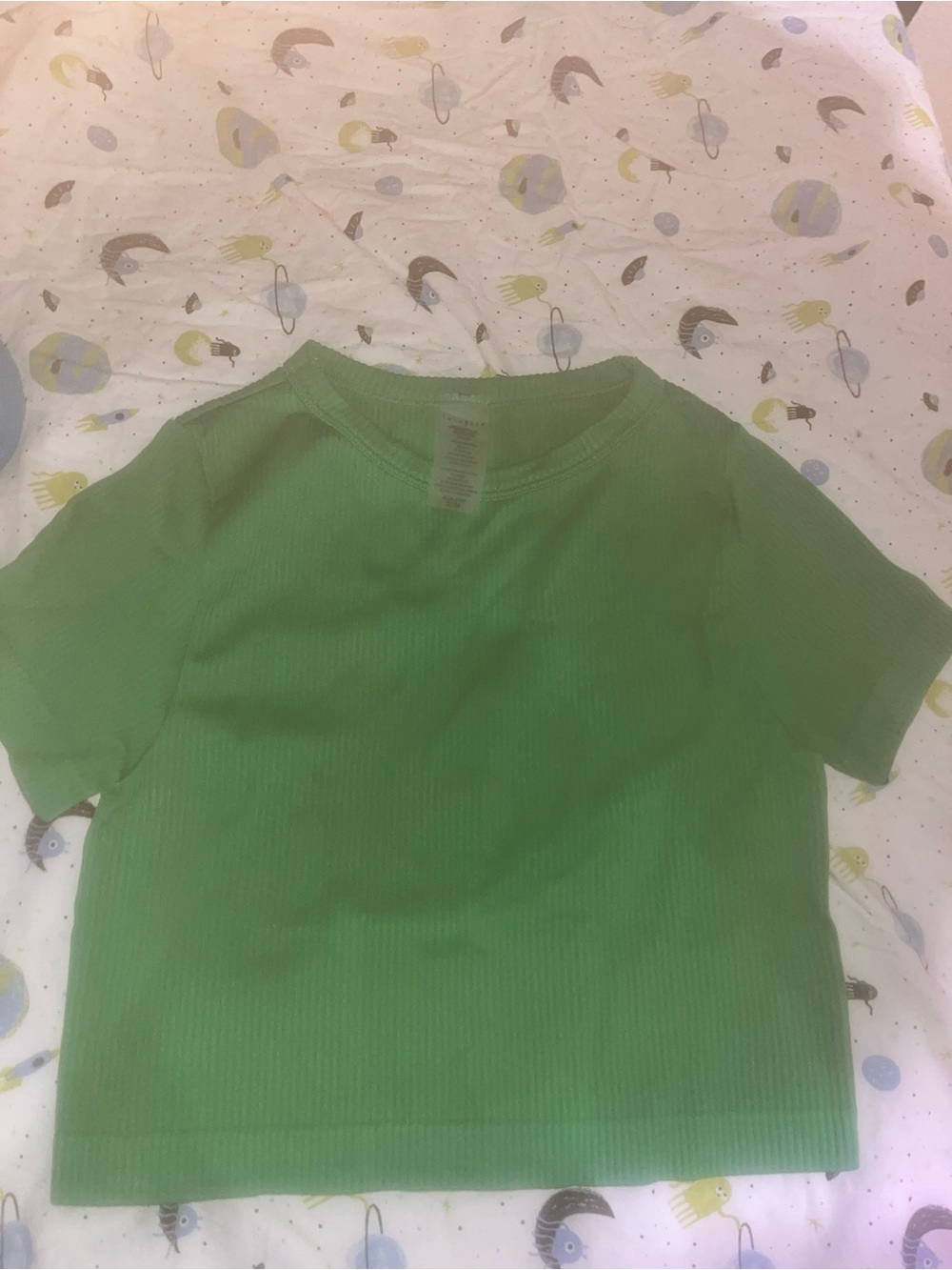 Kids Ribbed Short Sleeve Tee in Green
